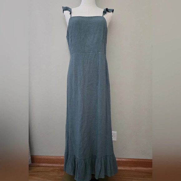 Sadie & Sage Green Spaghetti Straps Maxi Dress size LARGE NWT - Picture 1 of 13
